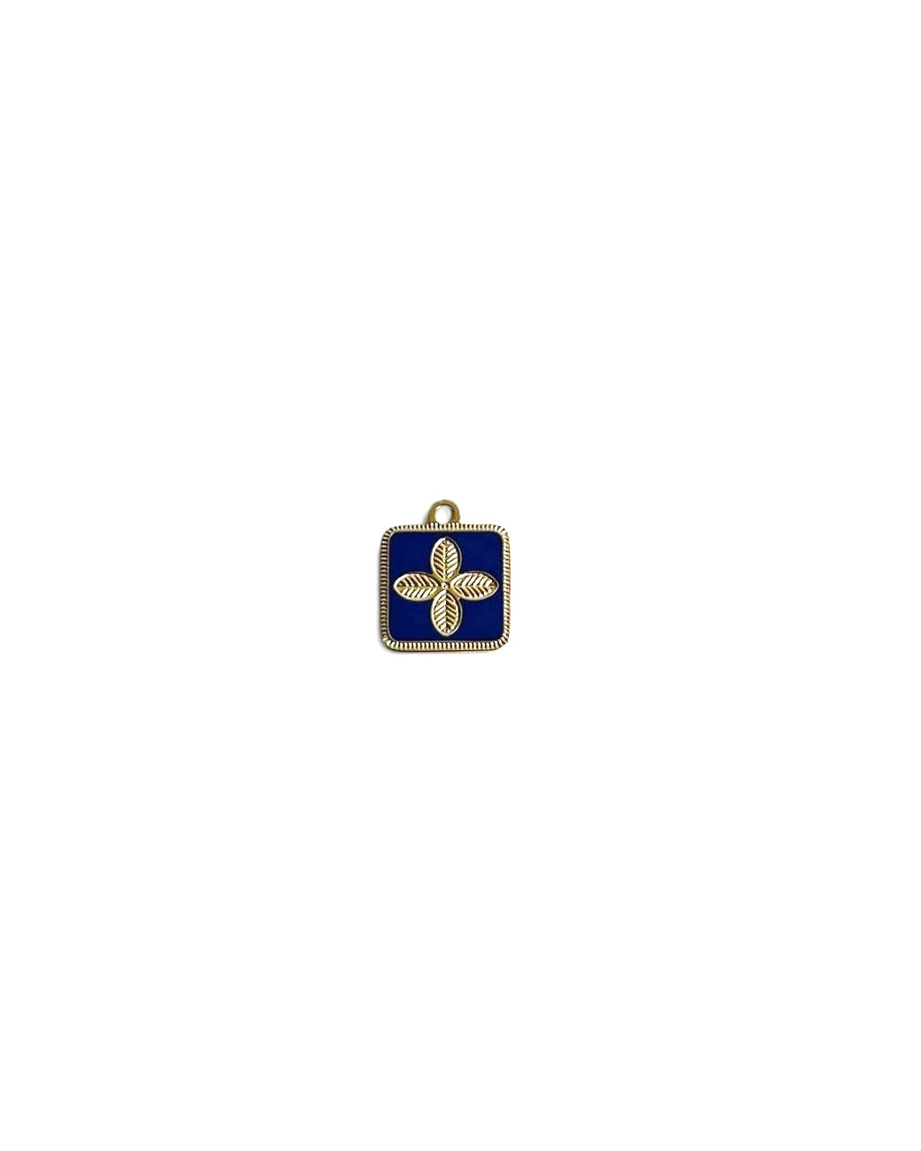 Breloque carré motif fleur